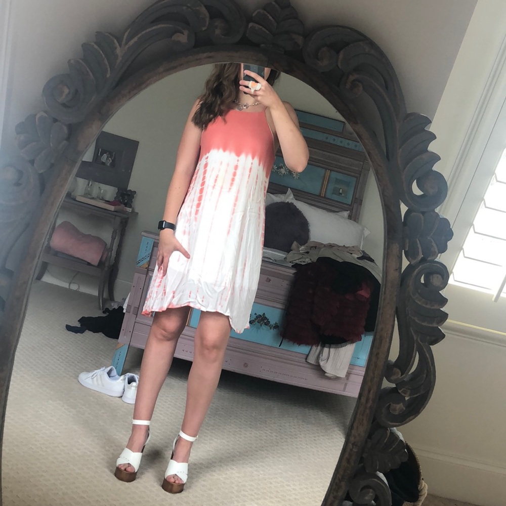 Sage Blood Orange & White Tie Dye Dress